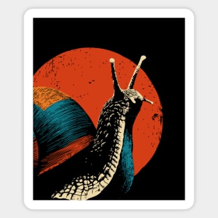 Groovy Retro Snail Graphic Art with Vintage Colors Sticker
